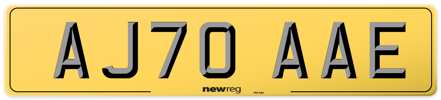 AJ70 AAE Rear Number Plate