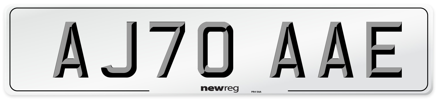 AJ70 AAE Front Number Plate