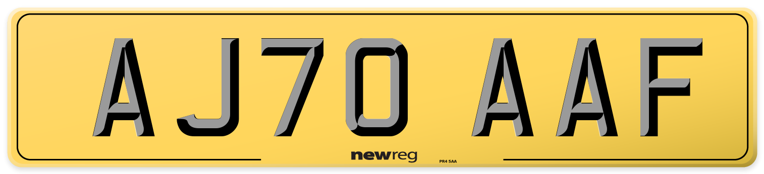 AJ70 AAF Rear Number Plate