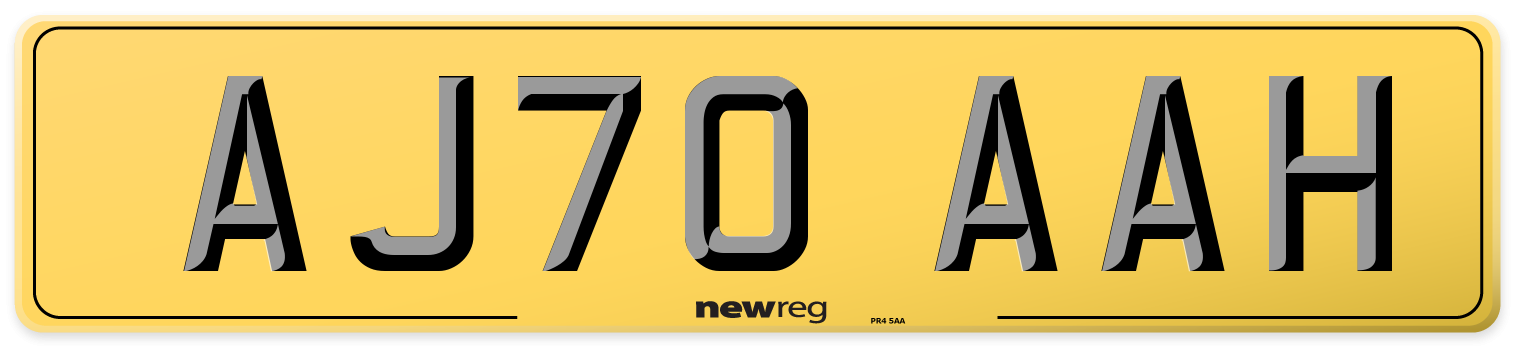 AJ70 AAH Rear Number Plate