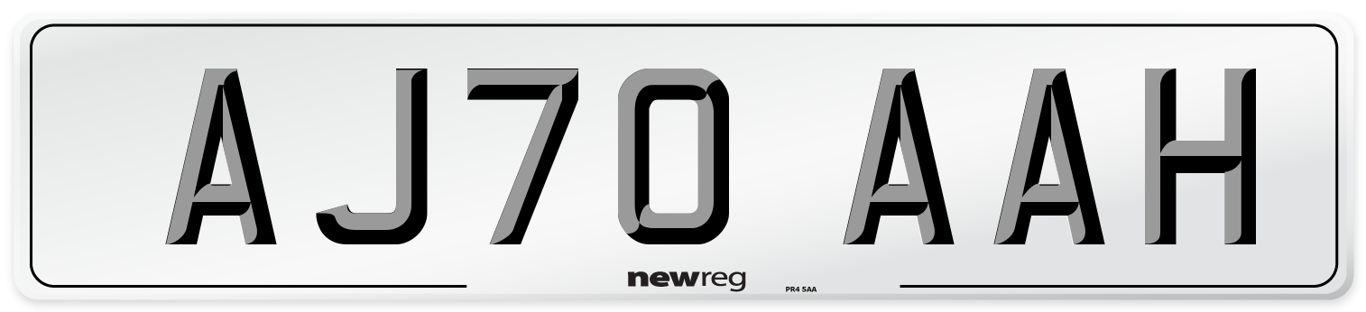 AJ70 AAH Front Number Plate