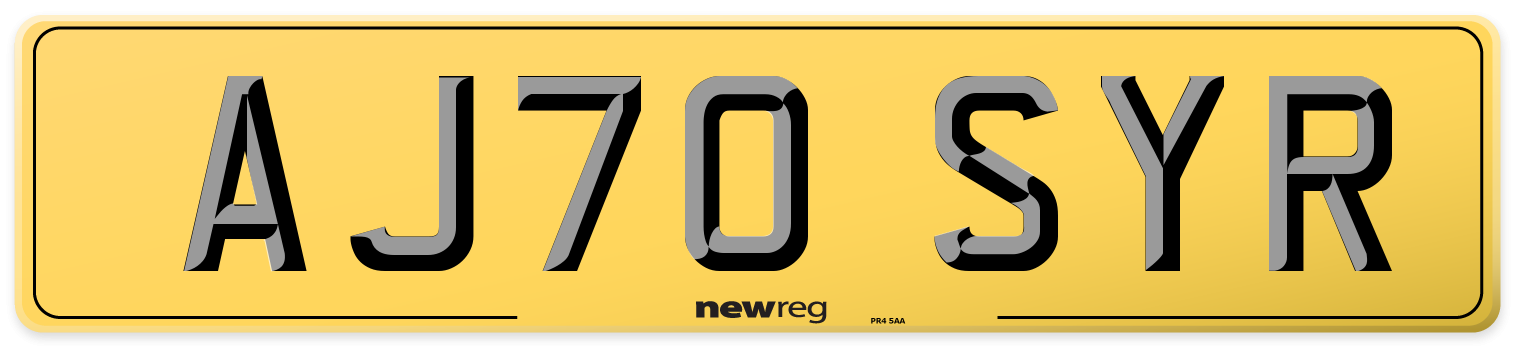AJ70 SYR Rear Number Plate