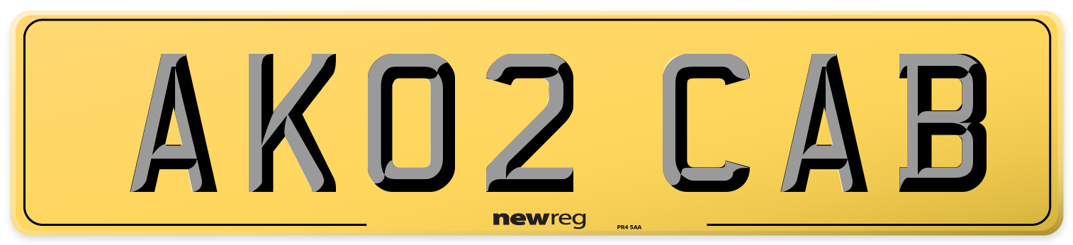 AK02 CAB Rear Number Plate