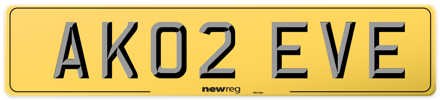 AK02 EVE Rear Number Plate