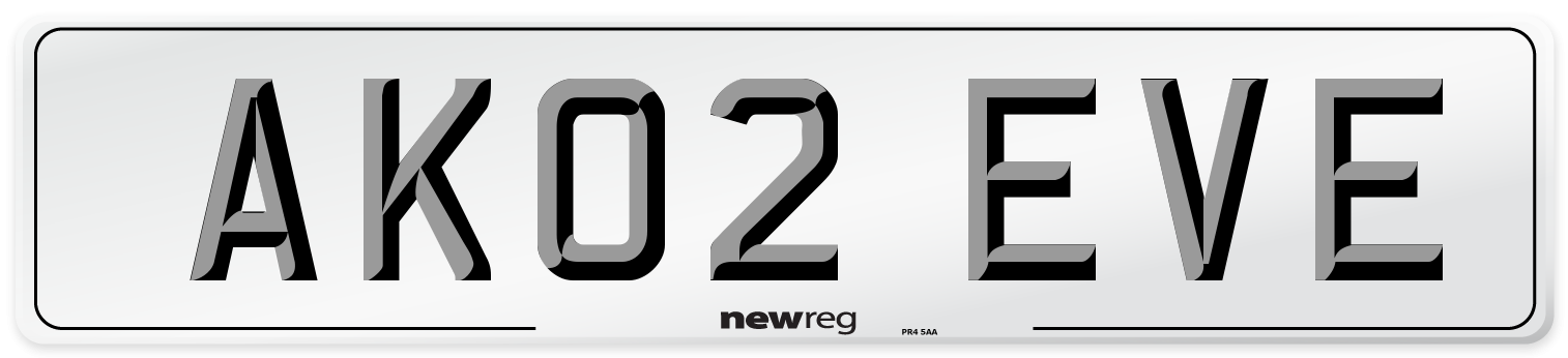 AK02 EVE Front Number Plate