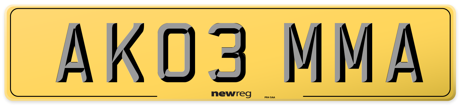 AK03 MMA Rear Number Plate