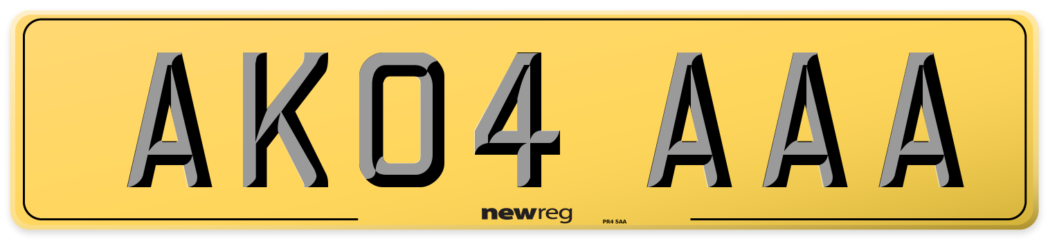 AK04 AAA Rear Number Plate