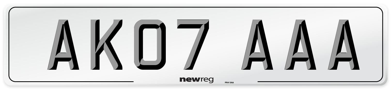 AK07 AAA Front Number Plate
