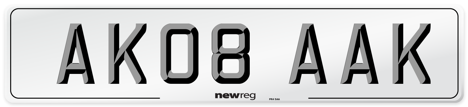 AK08 AAK Front Number Plate
