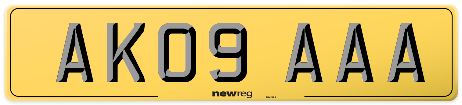AK09 AAA Rear Number Plate