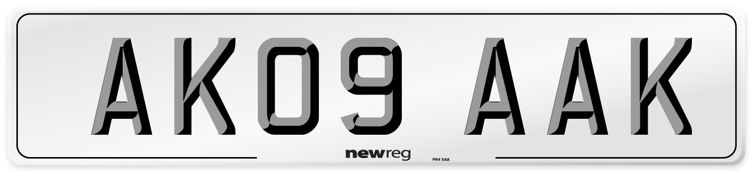 AK09 AAK Front Number Plate