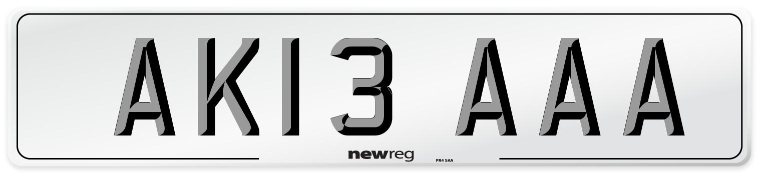 AK13 AAA Front Number Plate