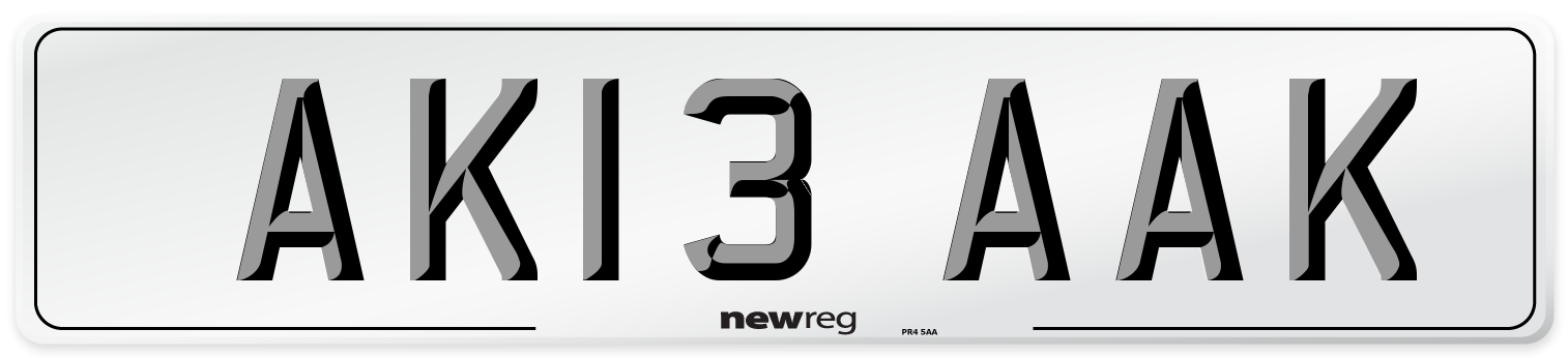 AK13 AAK Front Number Plate