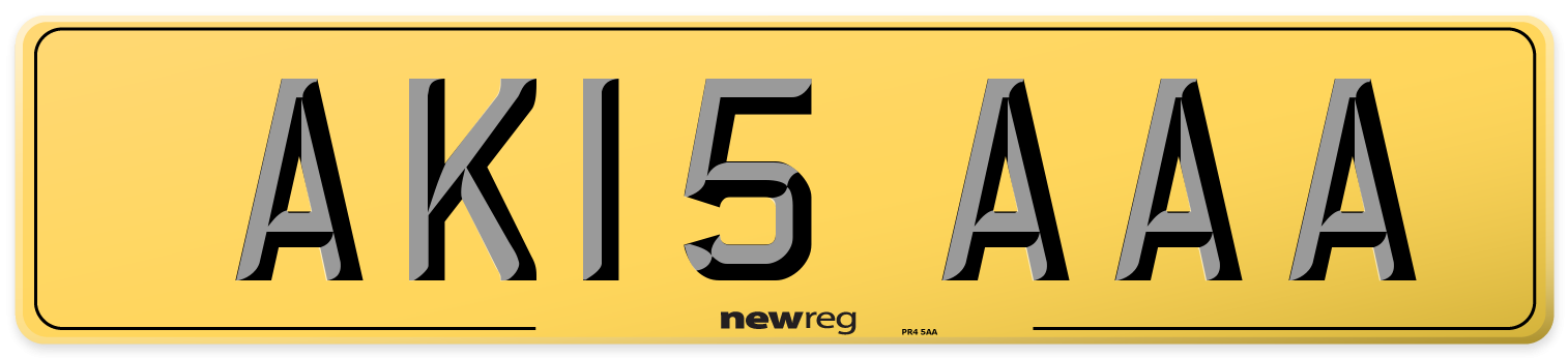 AK15 AAA Rear Number Plate