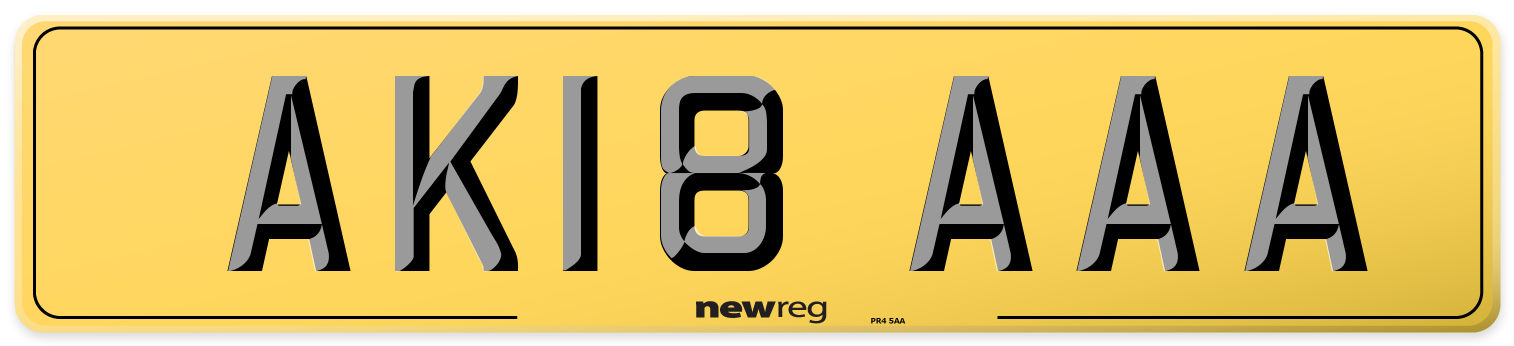 AK18 AAA Rear Number Plate