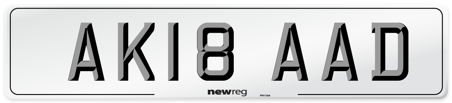AK18 AAD Front Number Plate
