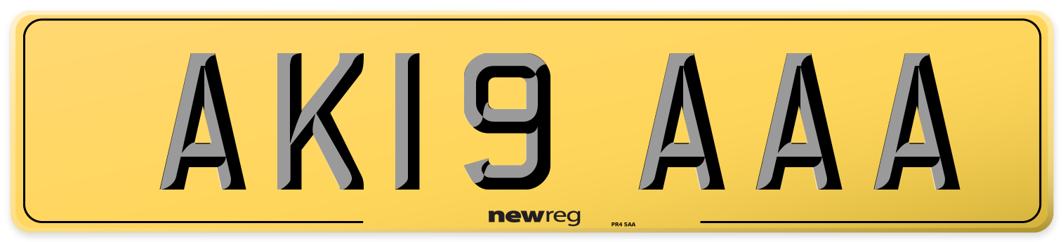AK19 AAA Rear Number Plate