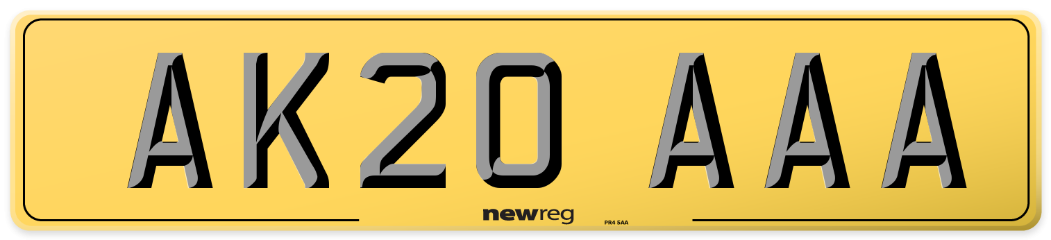 AK20 AAA Rear Number Plate