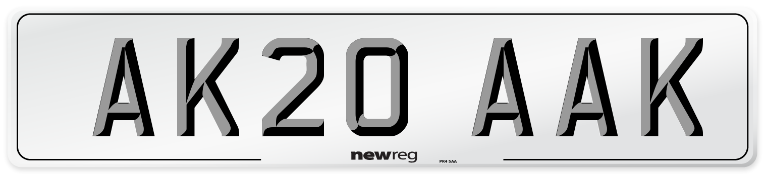 AK20 AAK Front Number Plate
