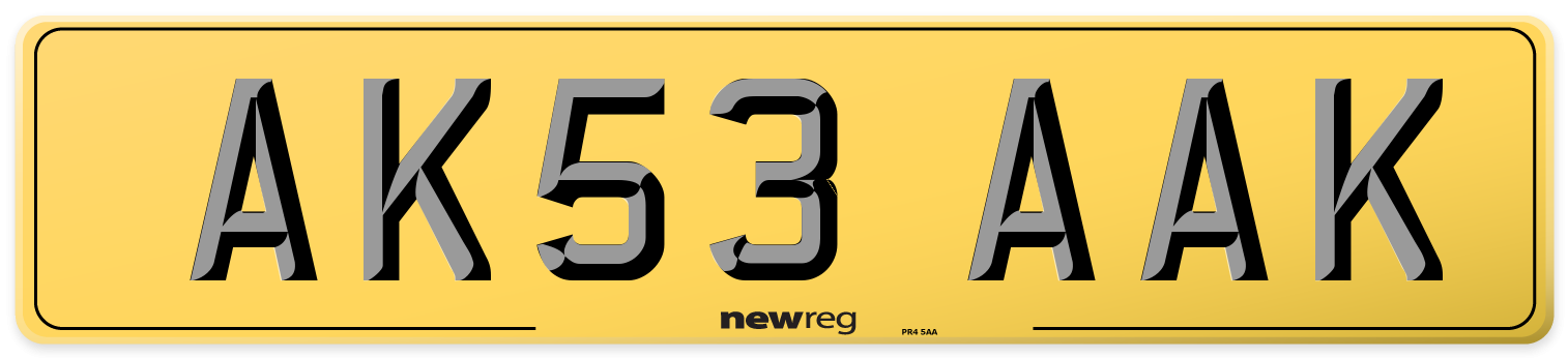 AK53 AAK Rear Number Plate