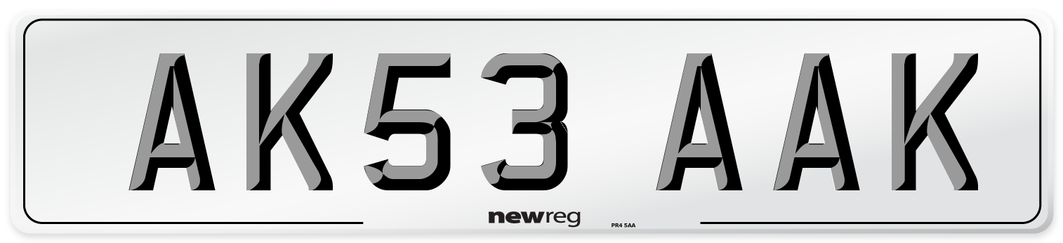 AK53 AAK Front Number Plate