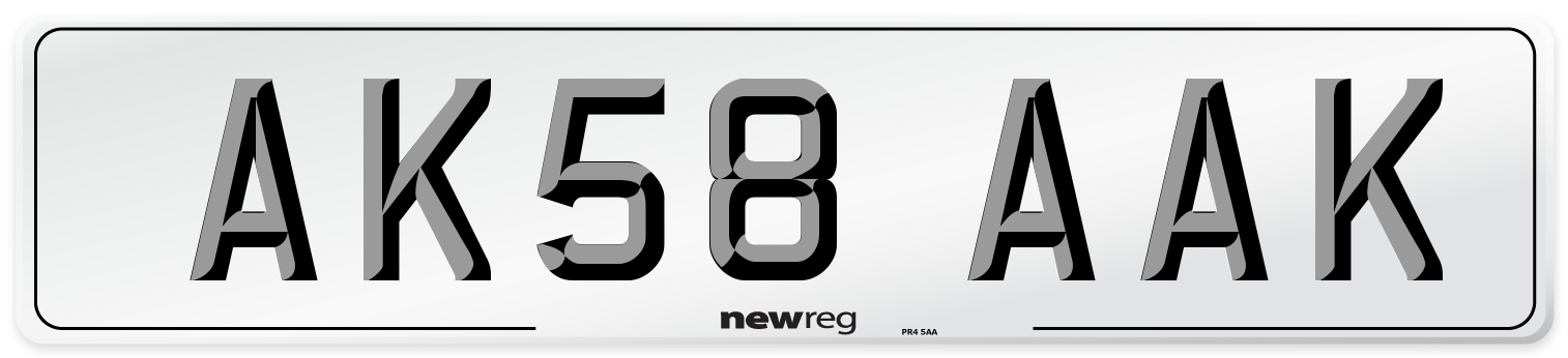 AK58 AAK Front Number Plate