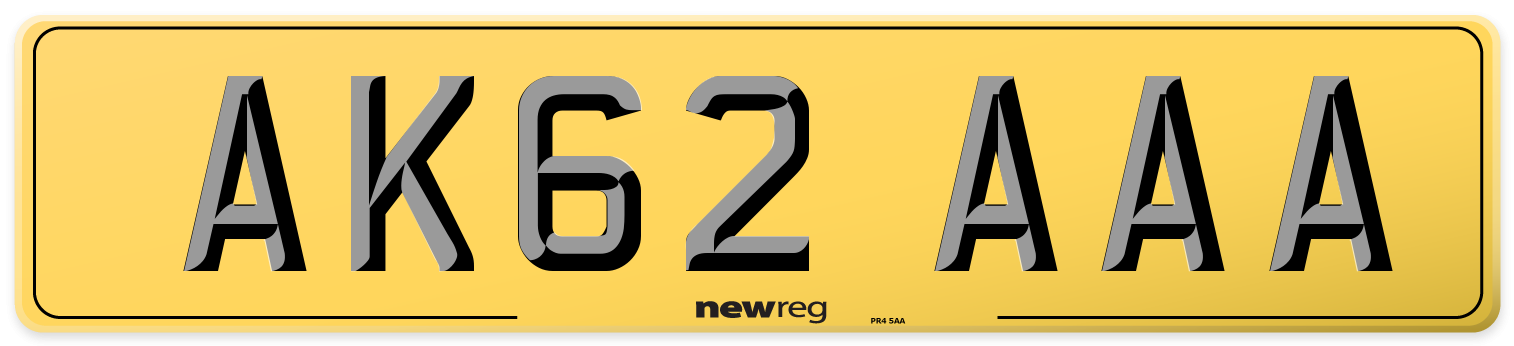 AK62 AAA Rear Number Plate