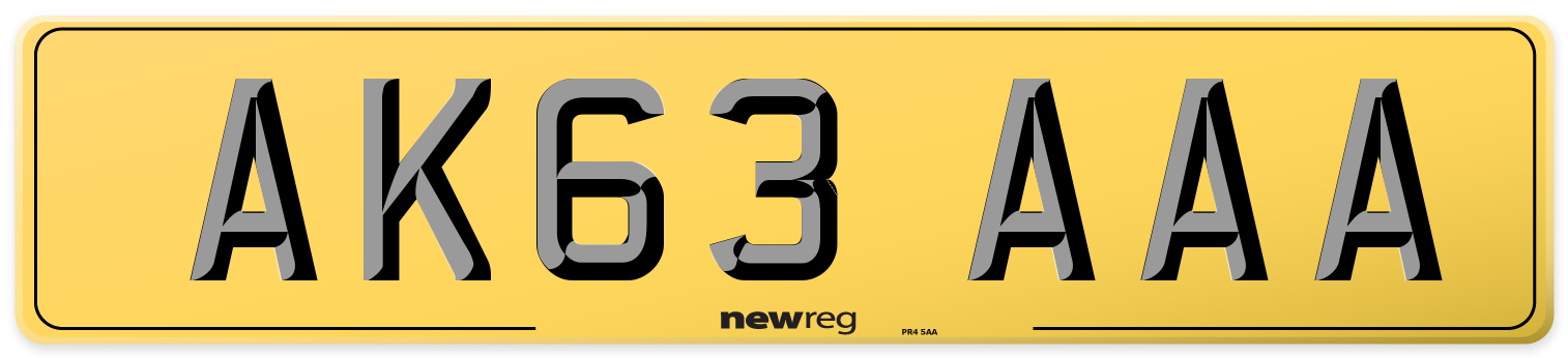 AK63 AAA Rear Number Plate