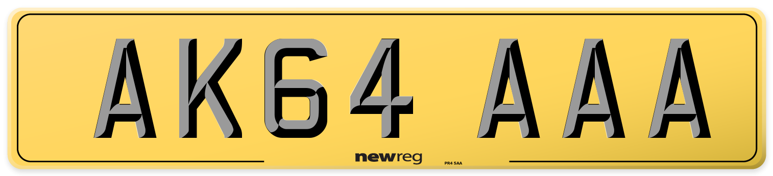 AK64 AAA Rear Number Plate