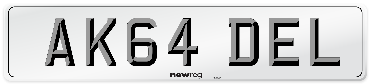 AK64 DEL Front Number Plate