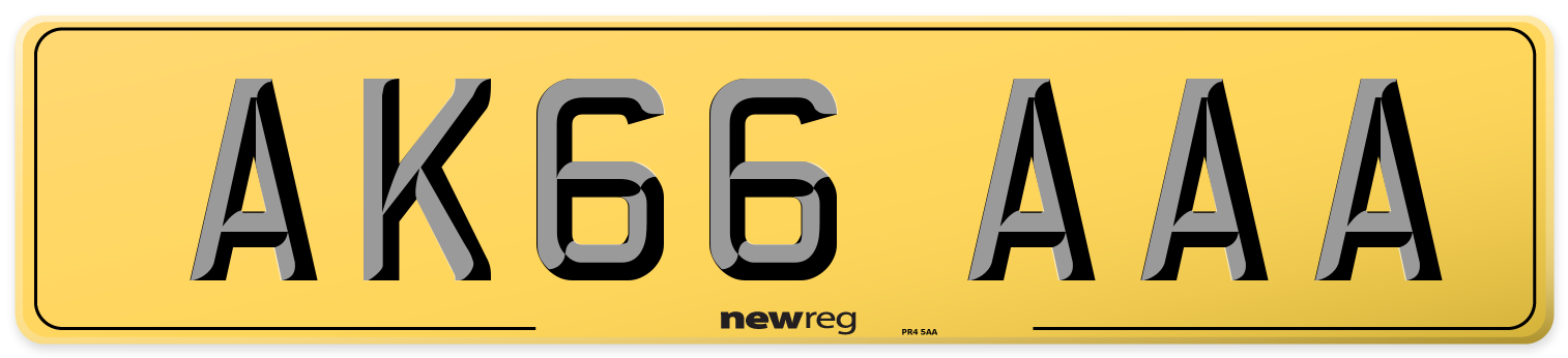 AK66 AAA Rear Number Plate
