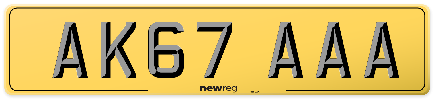 AK67 AAA Rear Number Plate