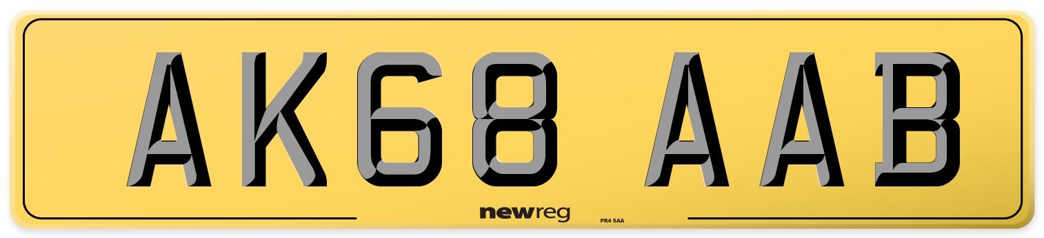 AK68 AAB Rear Number Plate