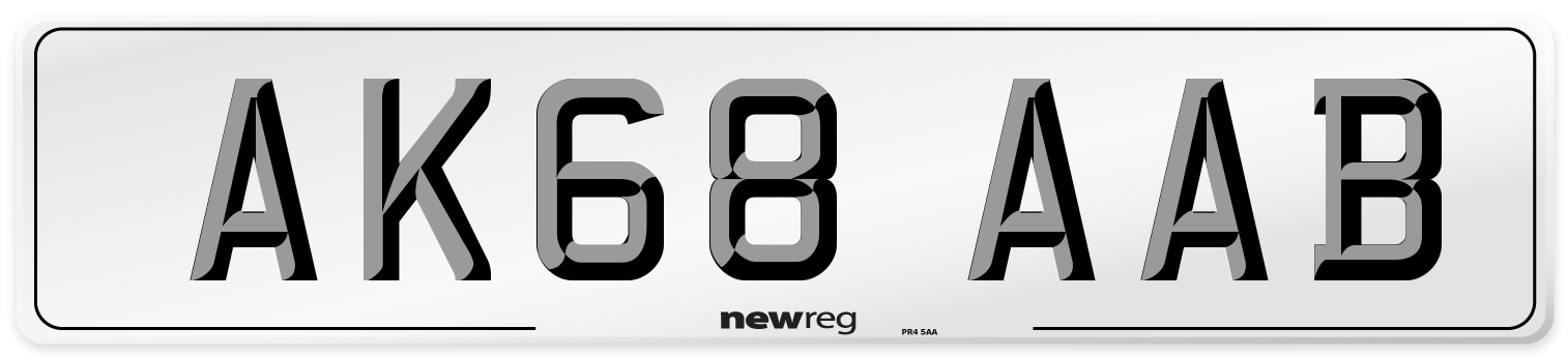AK68 AAB Front Number Plate
