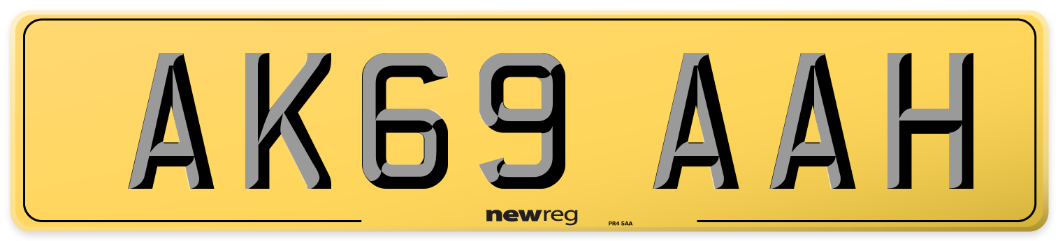 AK69 AAH Rear Number Plate