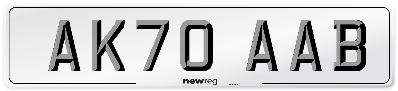 AK70 AAB Front Number Plate