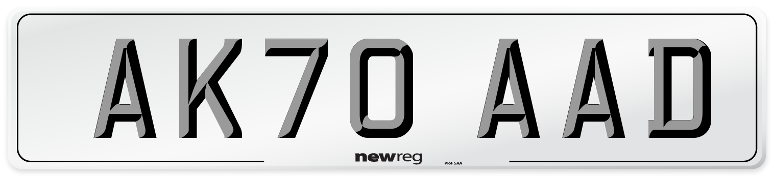 AK70 AAD Front Number Plate