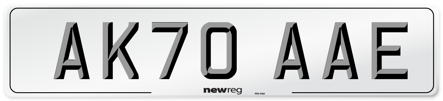 AK70 AAE Front Number Plate
