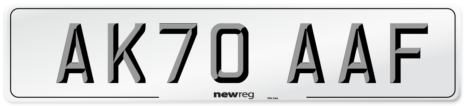 AK70 AAF Front Number Plate