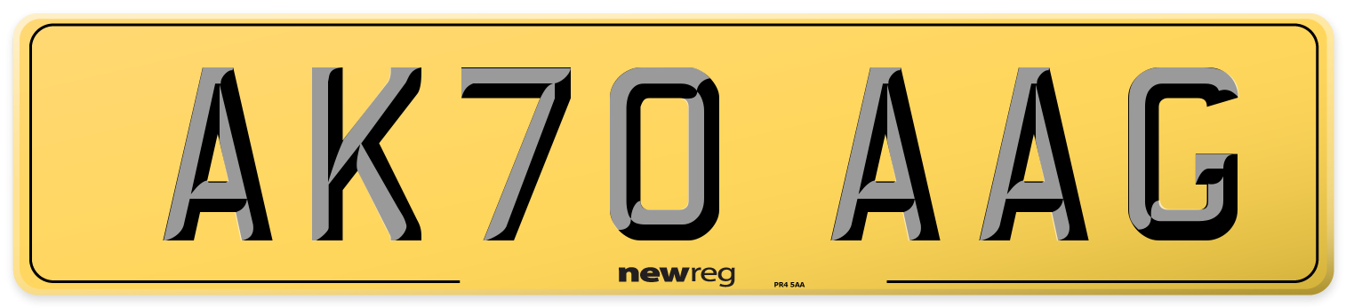 AK70 AAG Rear Number Plate