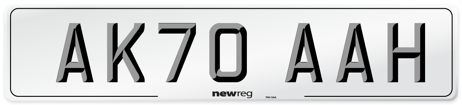 AK70 AAH Front Number Plate