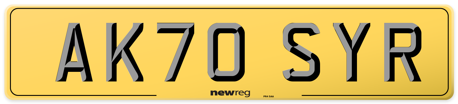 AK70 SYR Rear Number Plate