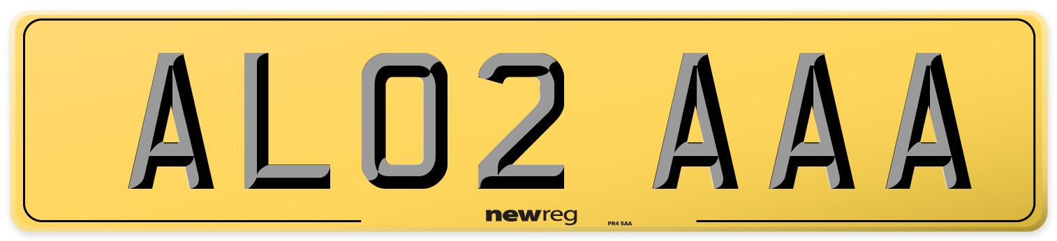 AL02 AAA Rear Number Plate