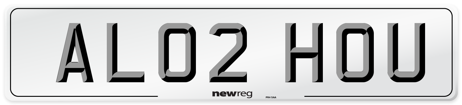 AL02 HOU Front Number Plate