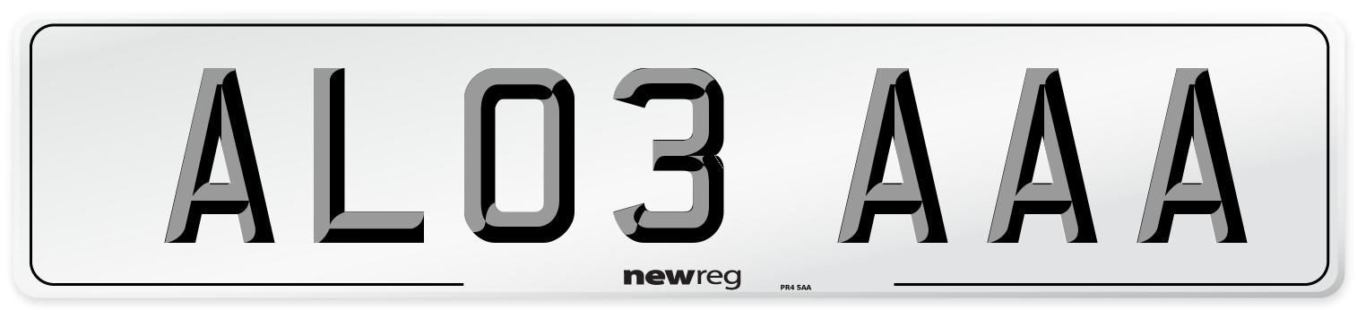 AL03 AAA Front Number Plate