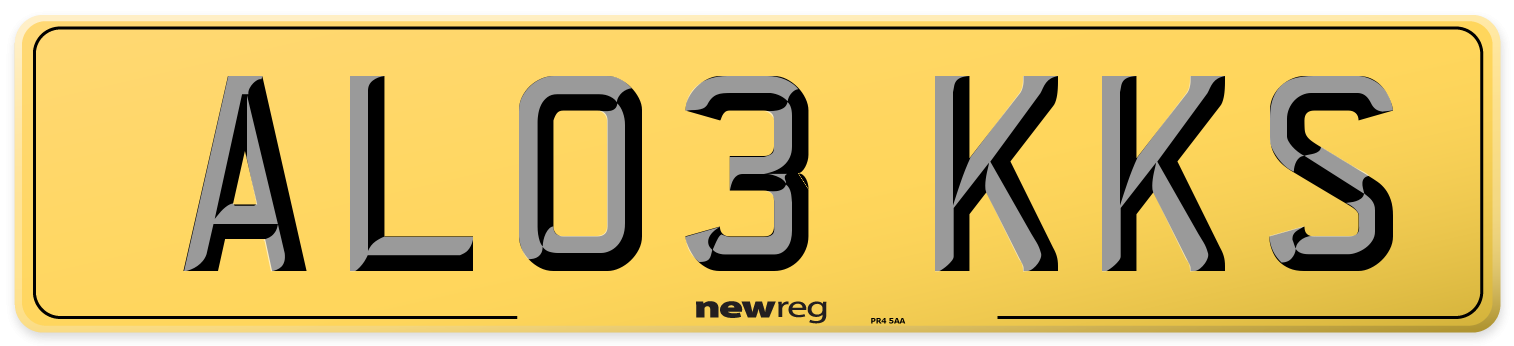 AL03 KKS Rear Number Plate