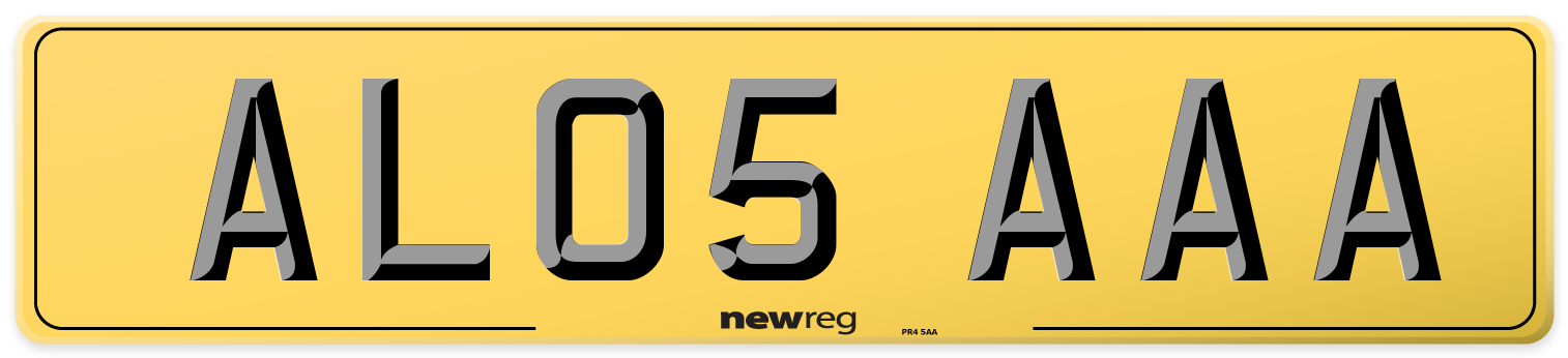 AL05 AAA Rear Number Plate