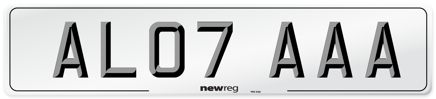 AL07 AAA Front Number Plate