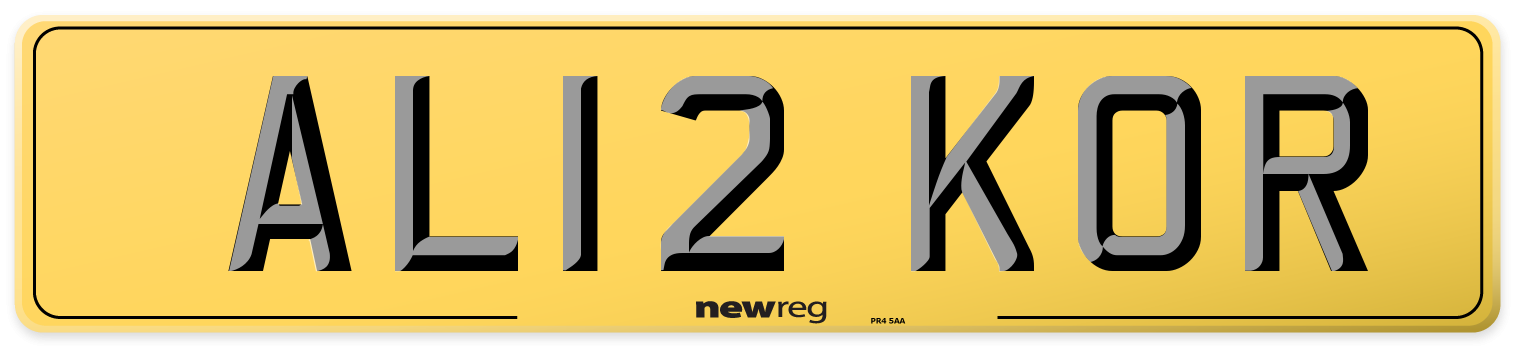 AL12 KOR Rear Number Plate