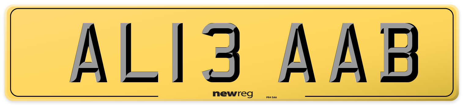 AL13 AAB Rear Number Plate